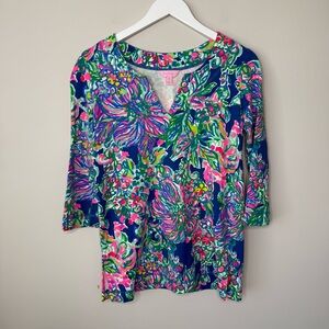 Lilly Pulitzer | Split Neck Tunic Top 3/4 Sleeve Size XS